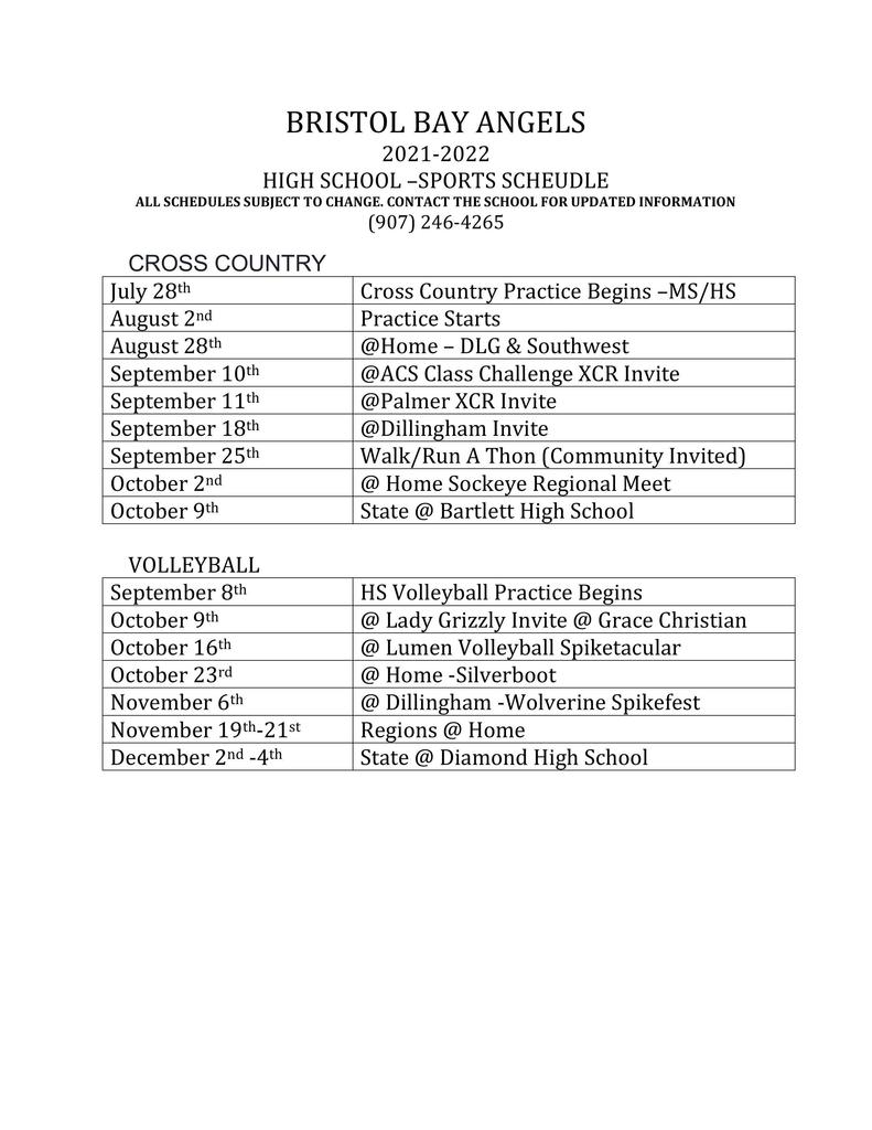 Sports Schedule