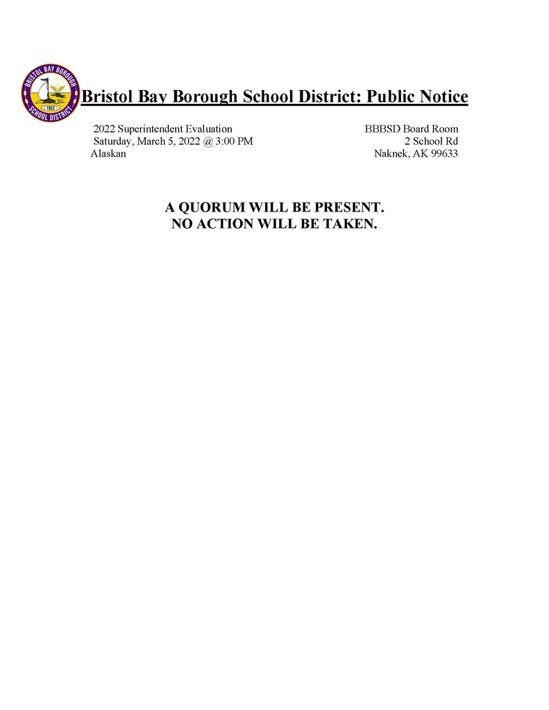 BBBSD Special Meeting - Superintendent Evaluation