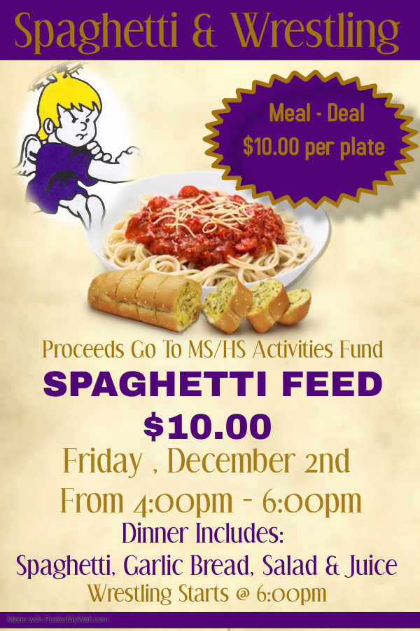 Spaghetti Feed & Wrestling Friday Dec 2nd